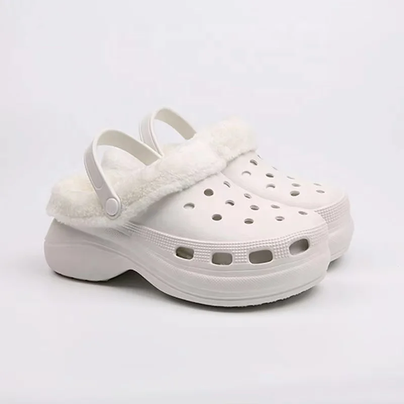 wholesale newest winter keep warm women waterproof EVA clogs sandals house women slip on shoes fur slippers