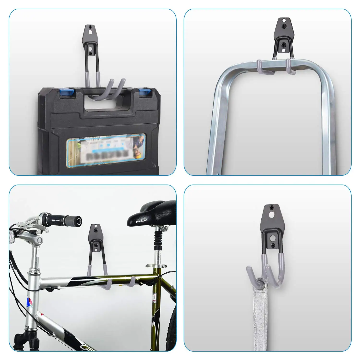 Garage Wall Steel Garage Storage Utility Double Hooks Heavy Duty Wall Mount Hanging Metal Wall Hooks