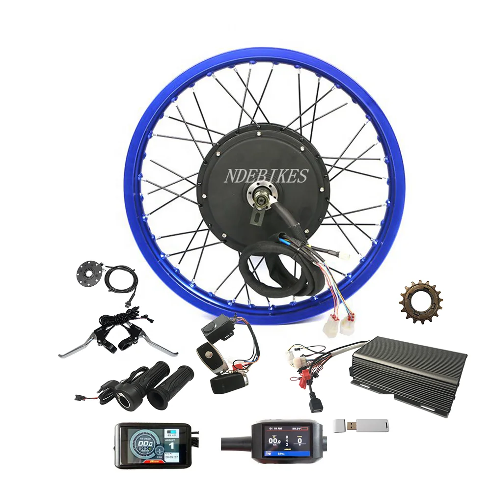 QS V3 72V 5000W Rear Wheel Conversion Kits E-bike Motor Kit Super Power Wheel Hub Motor with Optional Battery and LCD Display