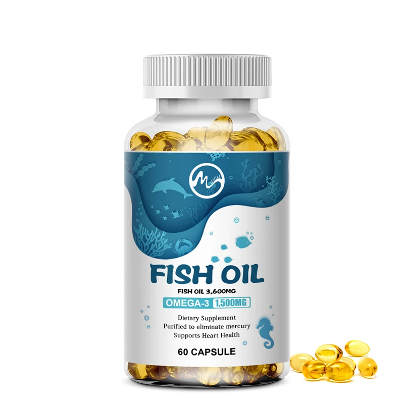 OEM 60 softgels Fish Oil Omega3 Triple Strength 3600mg  Heart & Blood Pressure Improve memory Boost Immunity Capsules