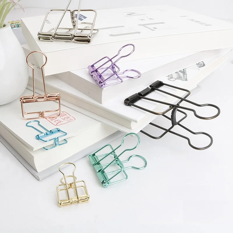 Custom Colorful Office Stationery Fold Back Clip Metal Paper Binder Clips Foldover Clips