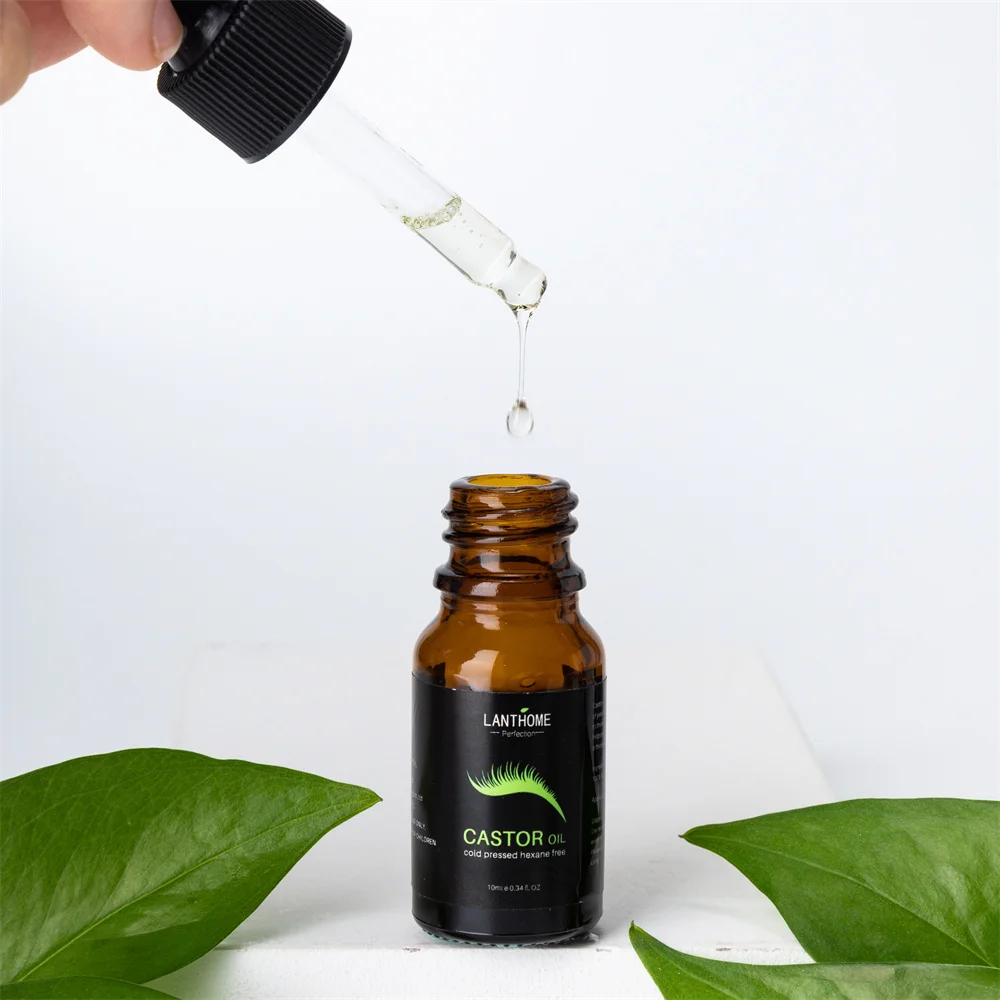 Lanthom Private Label raw cold pressed organic natural bulk Pure hair Eyelash Eyebrows growth serum Jamaican Black Castor Oil