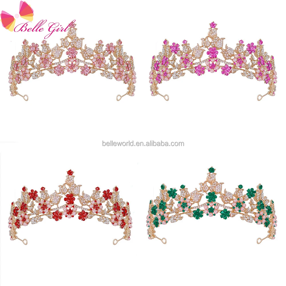 BELLEWOLRD luxury diamond flower tiara decoration for wedding event accessories high end festival headband tiara for brides
