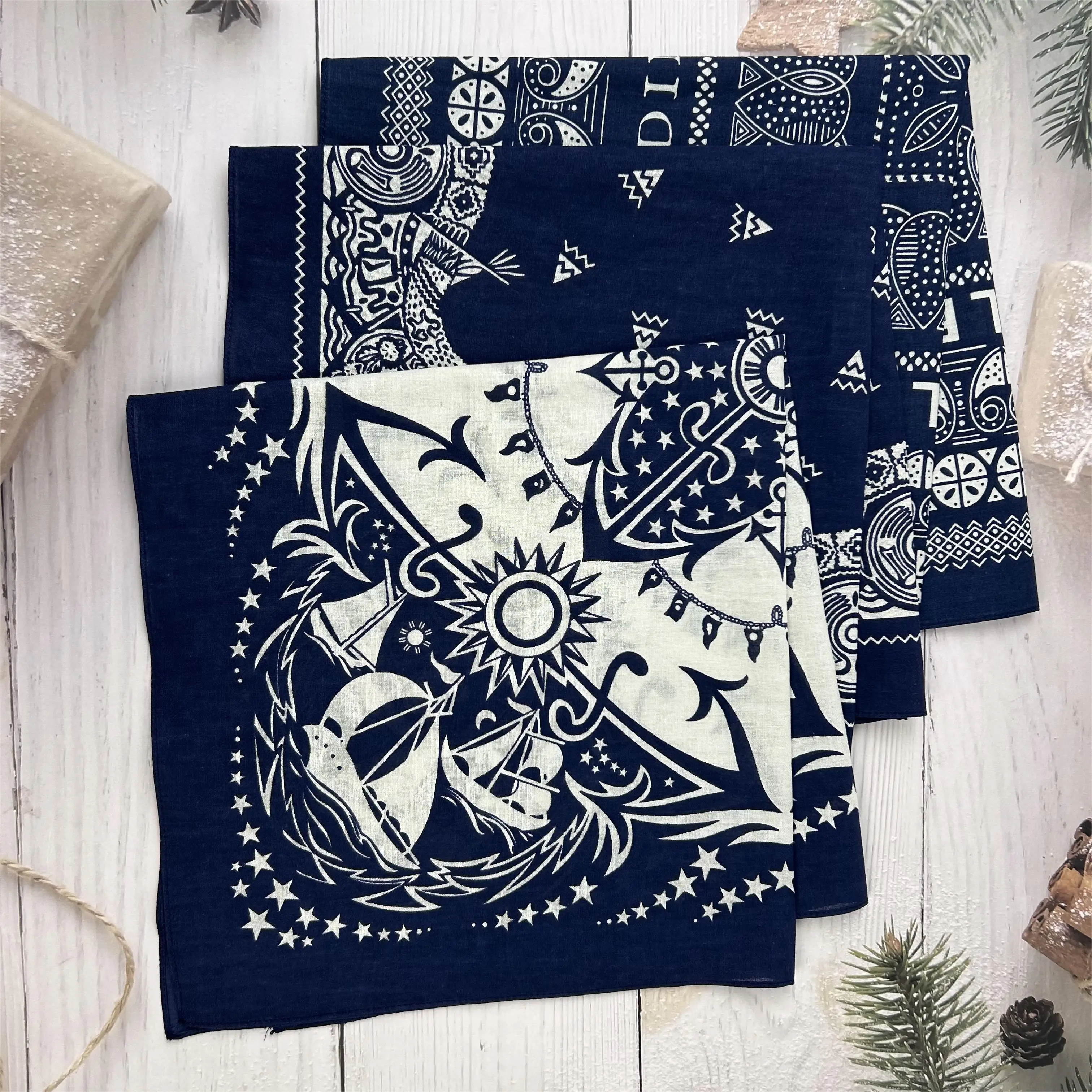 Customized Factory Double Print Bandana Custom Logo Fans Cotton Bandana Square