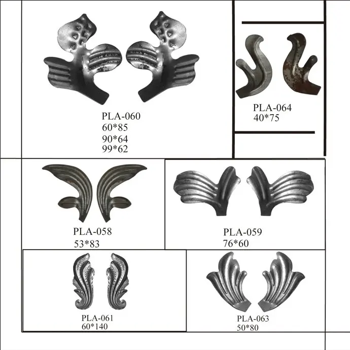 Wholesale Cheap Metal Wrought Iron Stamped Leaves Accessories Pressed Fence Gate Decoration Customized Steel Stamped Ornaments