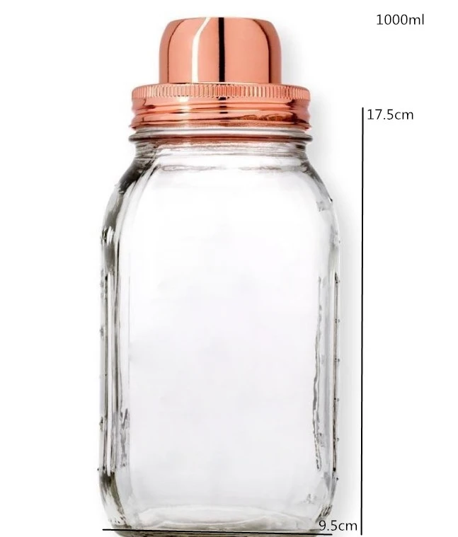 Transparent 16oz/32oz Glass Mason Jar Cocktail Shaker with stainless steel lids recap mason jars large glass with metal lid