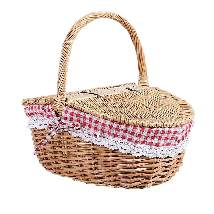 Factory Custom Picnic Baskets Shopping Storage Baskets Wicker Picknick Korb Picnic Basket With Lid