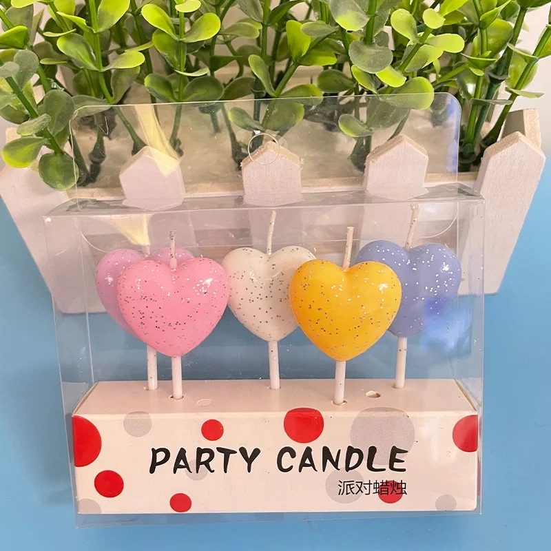 Creative Gold Powder Candle Geometry Smiling Face Little Dolphin Romantic Five Pack Party Cake Baking Candle Personality Candle