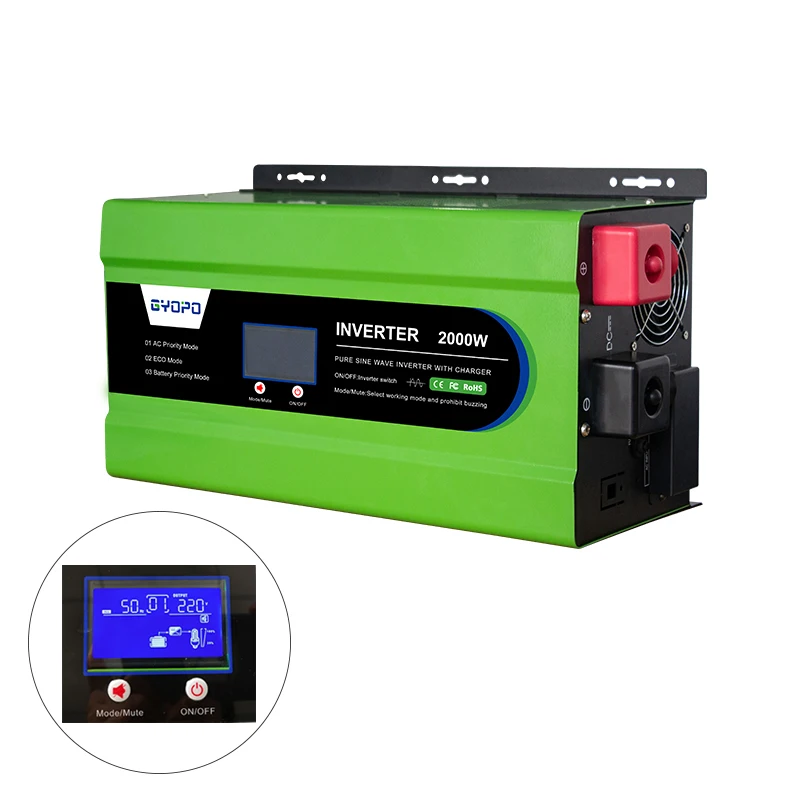 Gyopo 2kw car power pure sine wave inverter 12v to 230 v solar power inverter portable