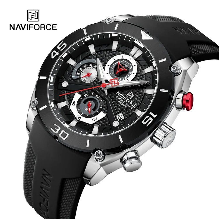 NAVIFORCE 8038 SBB Quartz Chronograph men watches China factory waterproof wristwatch with Fumed Silica band
