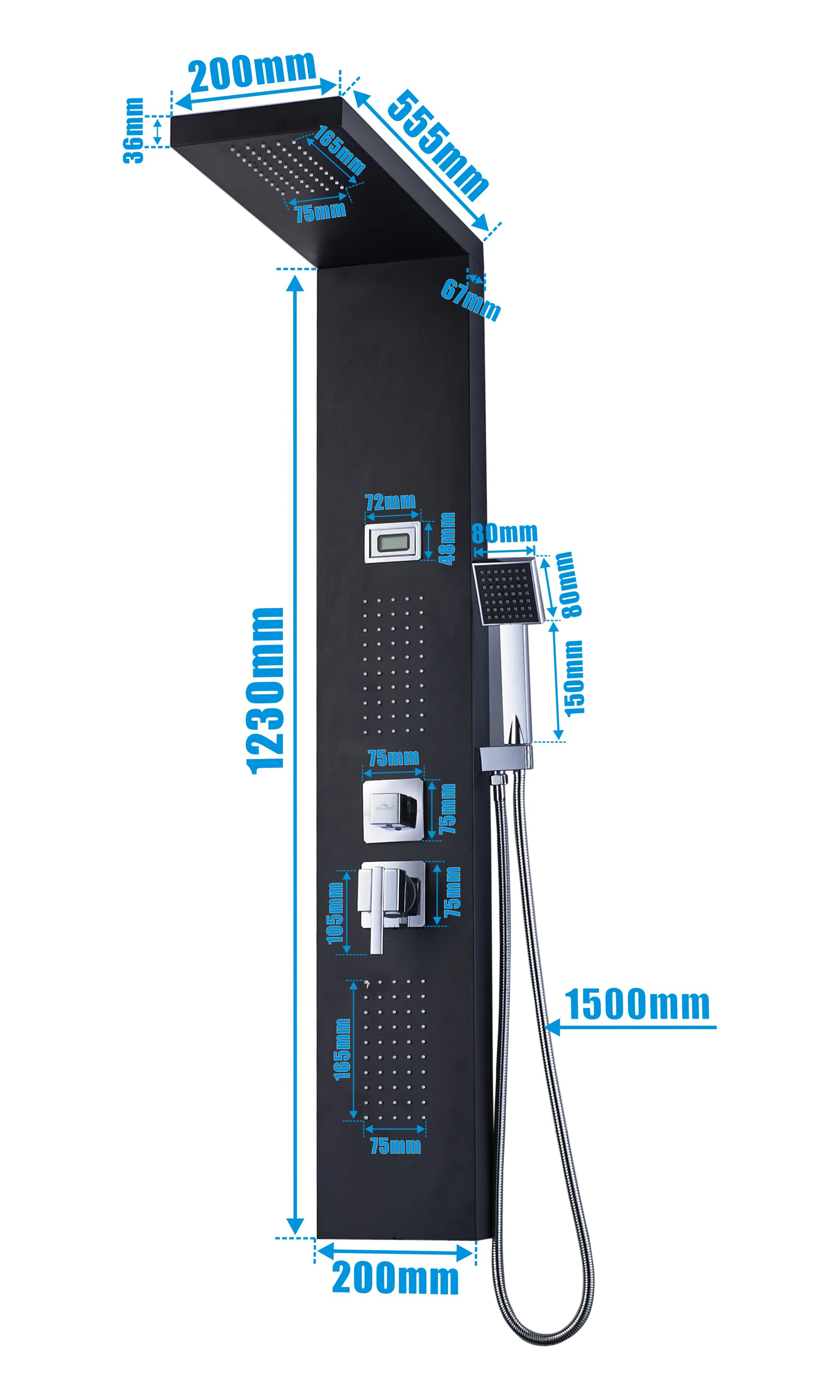 Nickel Brushed Shower Panel Column towers 304Stainless Steel Waterfall Spa Jets smart wall for bathroom massage