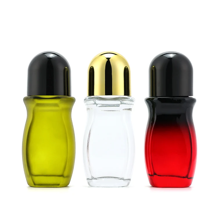 High quality essential oil perfume  20 50ml  clear green red glass roll on bottles with stainless steel roller ball