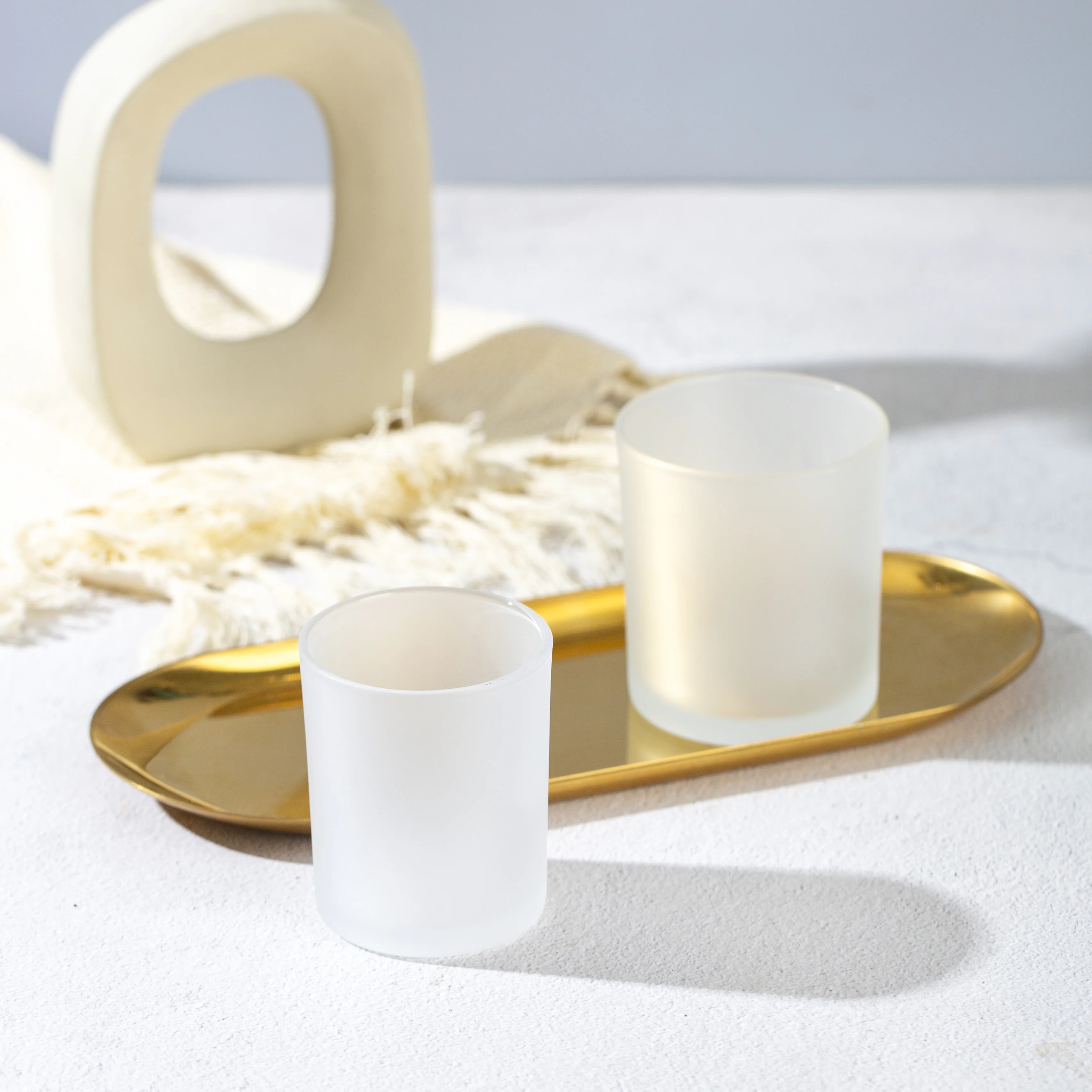 Custom 9 oz Luxury Empty Candle Jar Decorate black white glass containers for candles