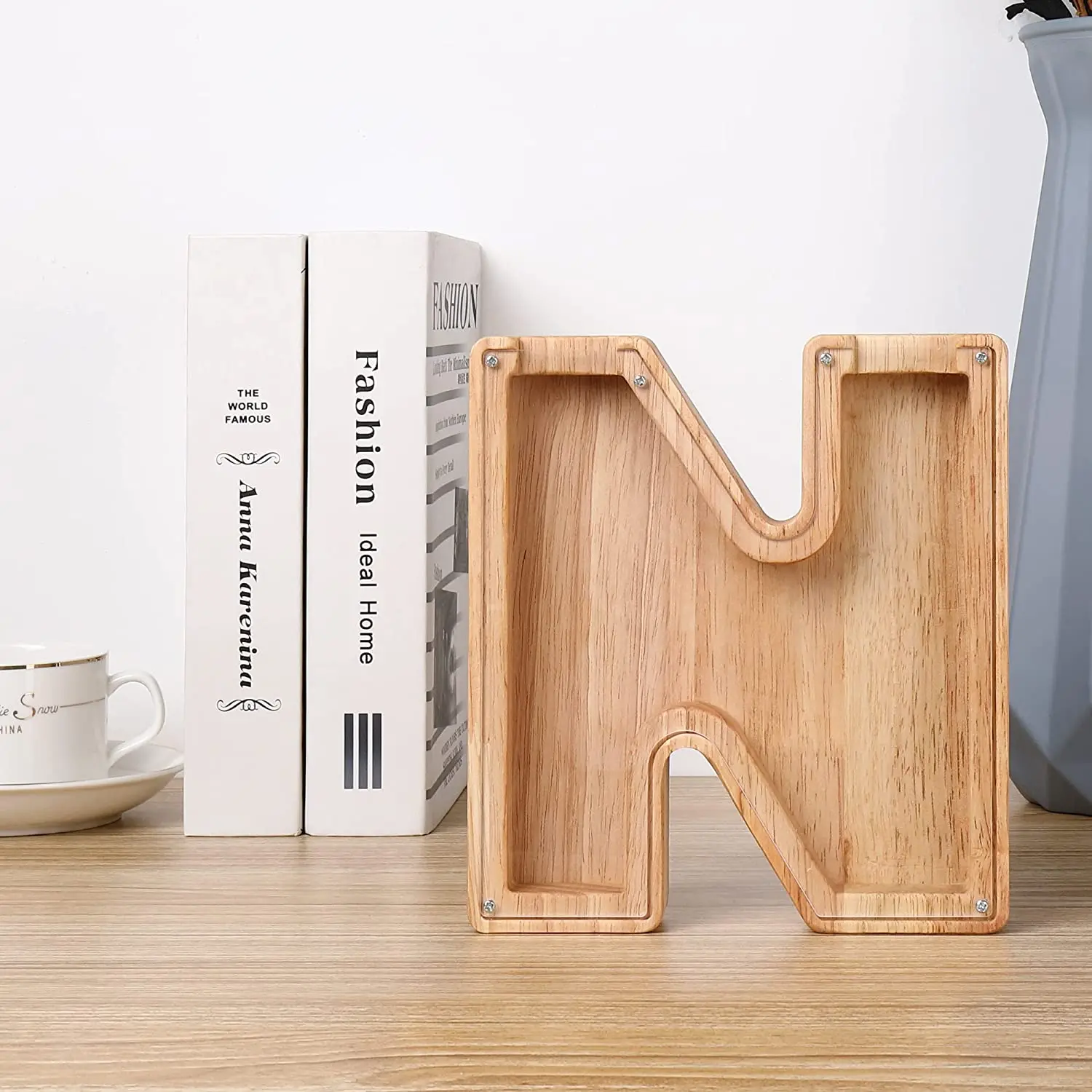 Personalized Letter Piggy Bank Custom Wooden Piggy Bank Money Box Coin Bank Letter Stick Gift for Boys Girls Adults Birthday