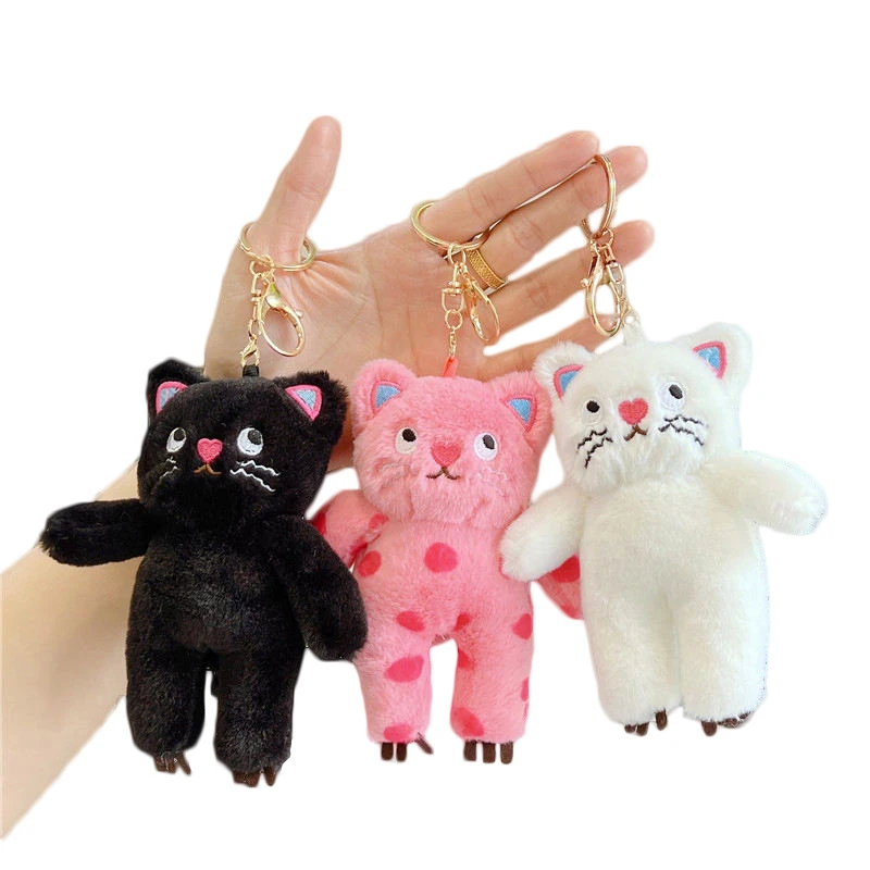 14 см на заказ милый Розовый Пятнистый Кот мягкий плюшевый брелок для ключей плюшевые куклы девочек школьная сумка кулон детский подарок
