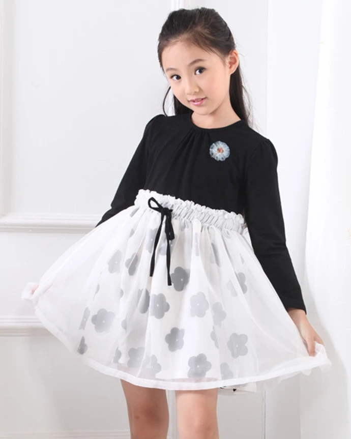 Short Black White Cotton Printed Gowns Beautiful Dresses For Young Girl