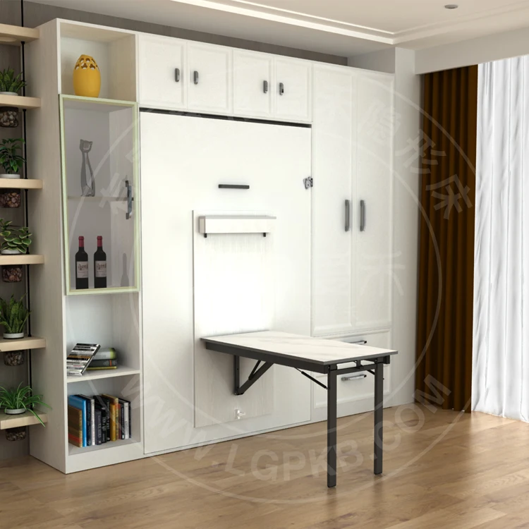 Multi metal frame space saving furniture mechanism wooden wall mounted dining folding table