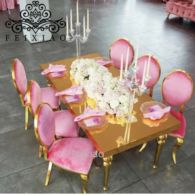 Фошань, оптовая продажа, Свадебный роскошный детский стул с золотой рамкой из нержавеющей стали