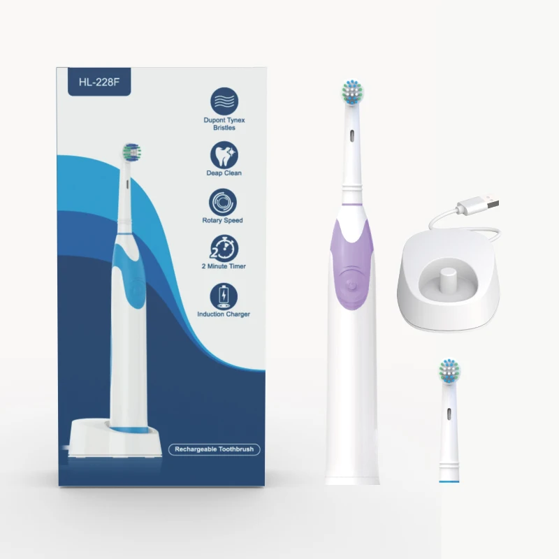 Portable Rechargeable Rotating Adult 3 modes Usb Charging Electric Toothbrush with Oral-B DuPont Tynex Soft Bristles