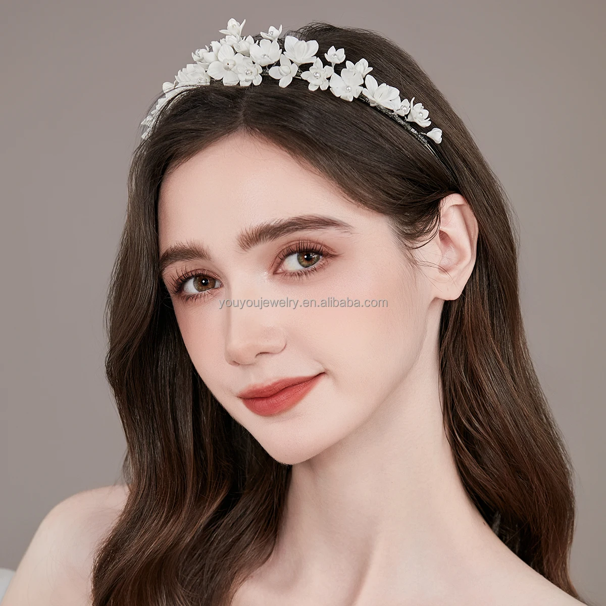 Fashion Handmade Resin Clay Flower Bridal Hair Crowns Accessories Party Wedding Bridesmaid Headband Crowns Tiaras For Women