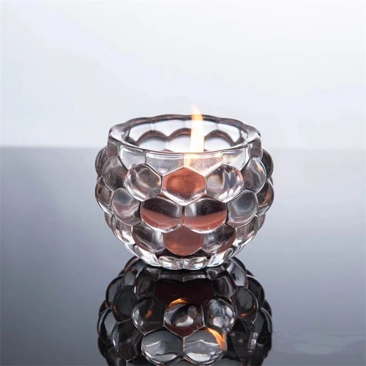 Nordic Luxury Glass Tea Light Ball Candle Holder Lead-Free Cylinder Home Decor for Christmas