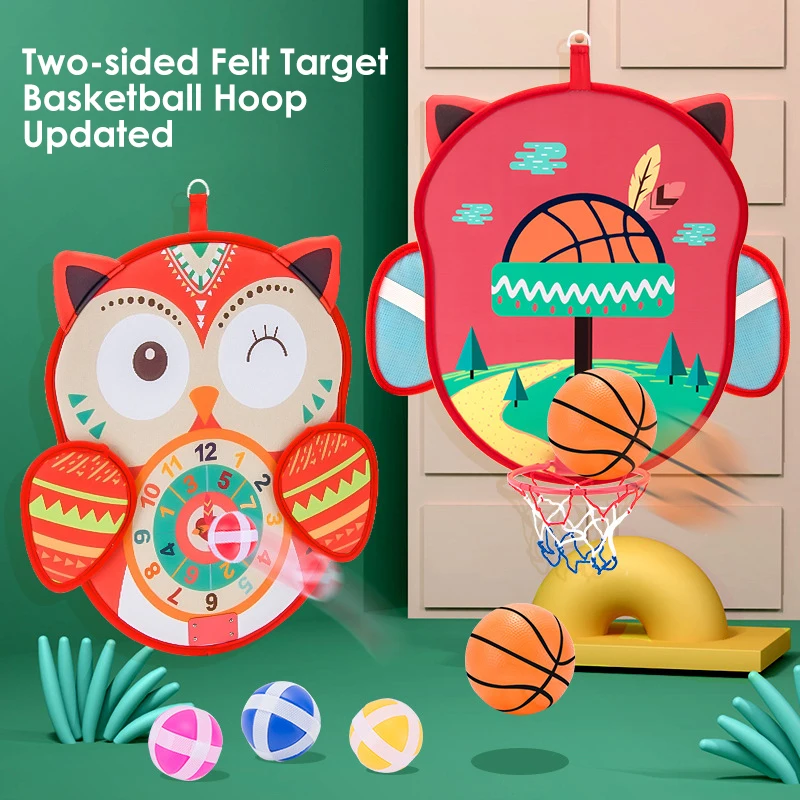 
New Mode Lovely Design Baby Toddlers Indoor Dart Game 8 Hook Loop Balls Board With Wings Mode Owl Felt Dartboard Toy Wholesale 