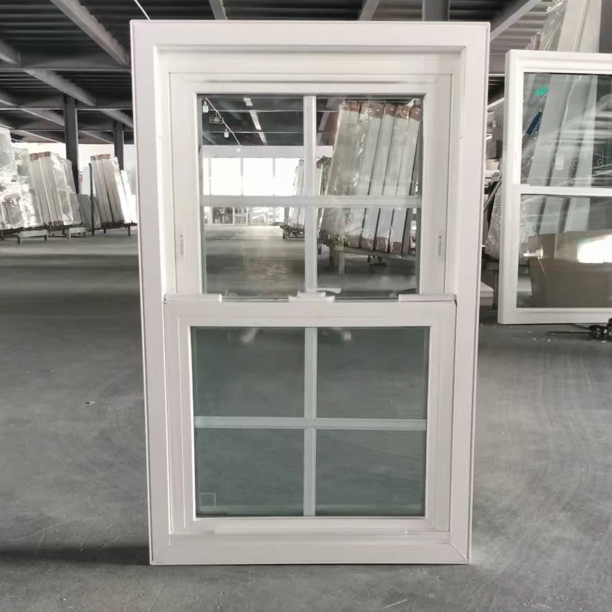 American style grill design double hung vinyl replacement windows with low e glass