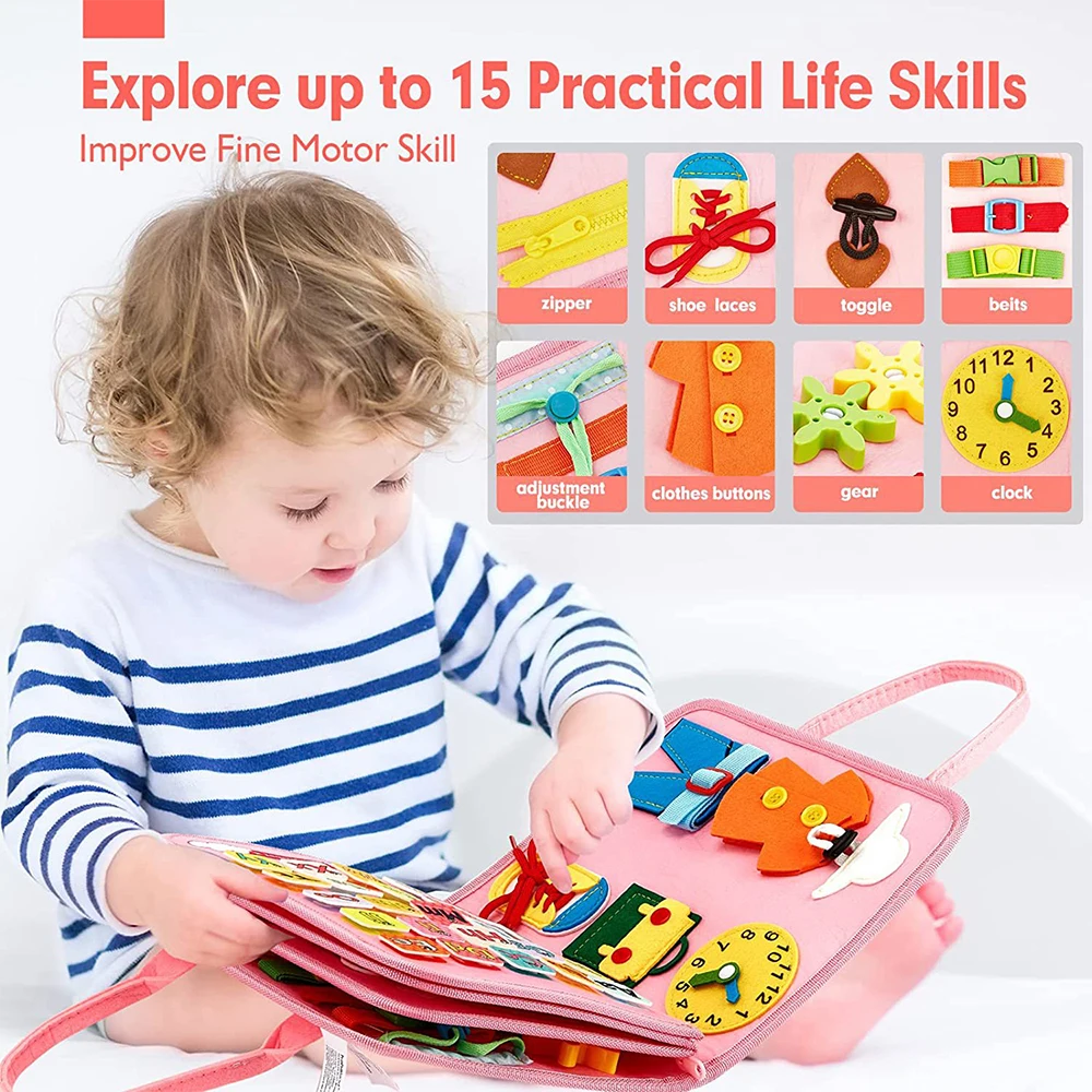 Busy Board Montessori Toys, Sensory Toys for Toddlers 1-3, Educational Toys, Preschool Activities for Learning Fine Motor Skills