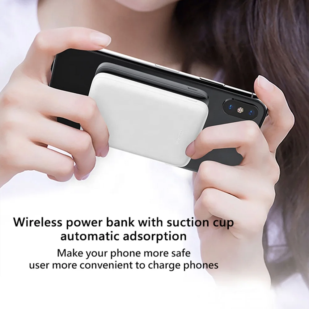 New Mobile Phone Accessories Black White 5000mAh Portable Wireless Charger Power Bank