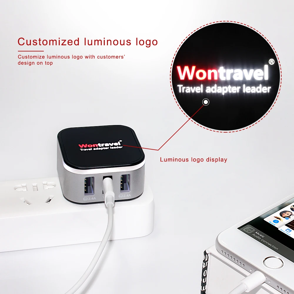 Gift item with customized logo multifunctional plug converter usb wall socket travel adaptor