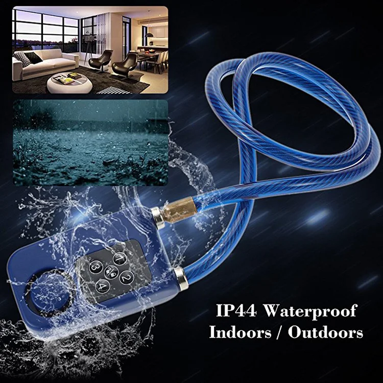 Remote Control 4-Digit Anti-Burglar Siren Padlock for Electric Bike Scooter & Motorcycle 110db Alarm for Clipping Cable