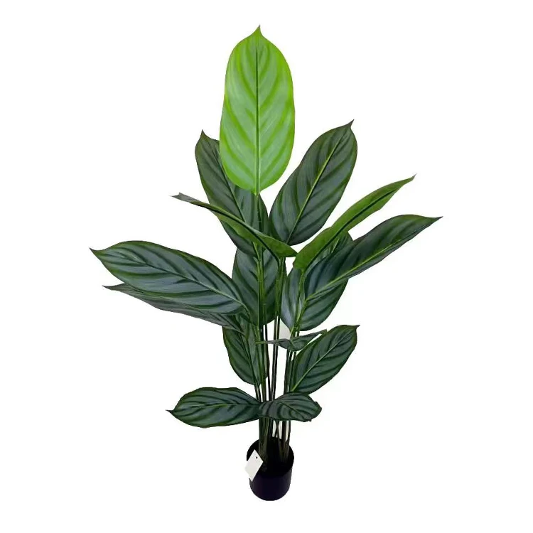 Home indoor decor green plastic small potted  banana plant tree artificial banana leaf tree