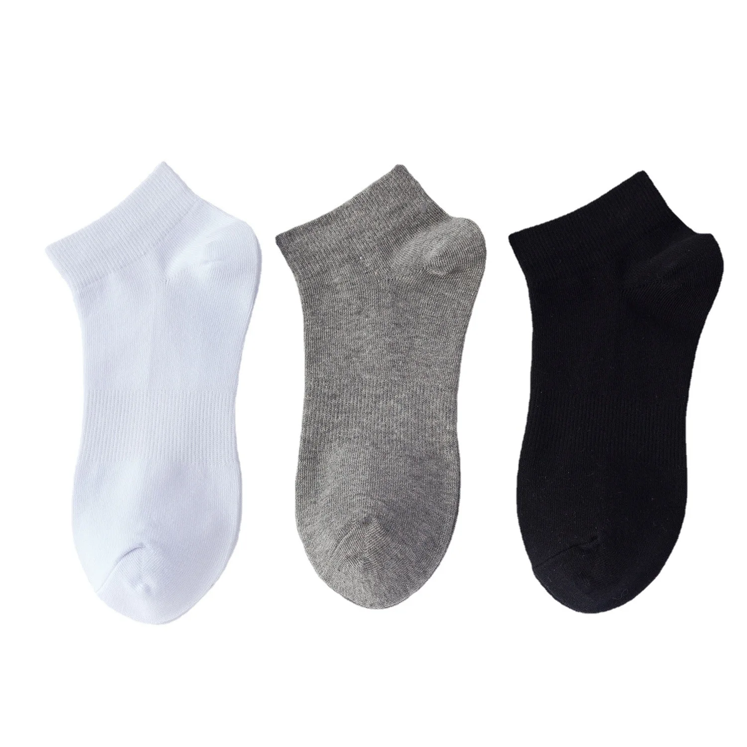 Black Gray Navy White Solid Color Ankle Socks Low Price Socks