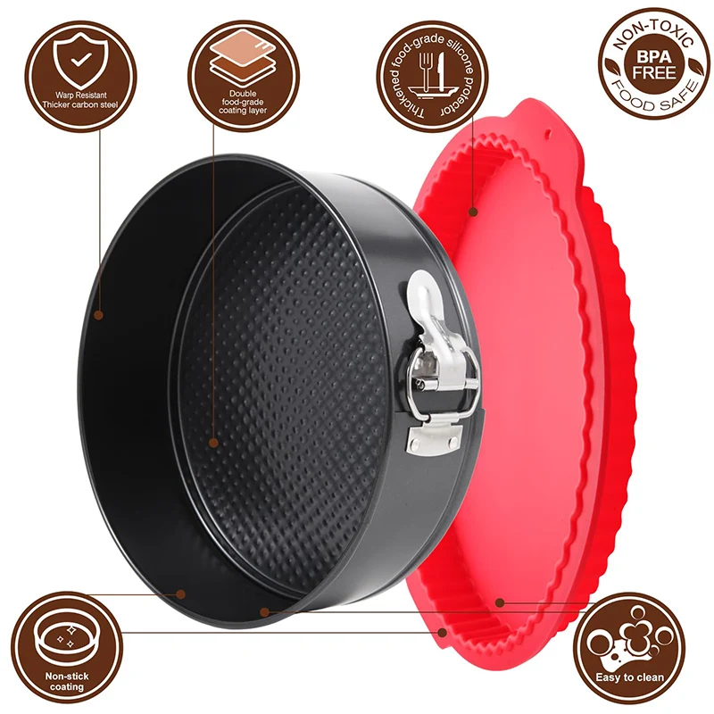 Wholesale 5pcs 4/7/9/10inchs Round Stackable Cake Baking Baking Pans Sets with Removable Silicone Pan for Pastries Egg Tarts