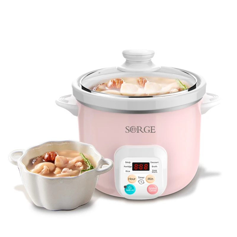 Sorge Multi-functional Baby Mini Food Cooker Baby Supplies 1.5 L  Ceramic Slow Cooker with Auto On