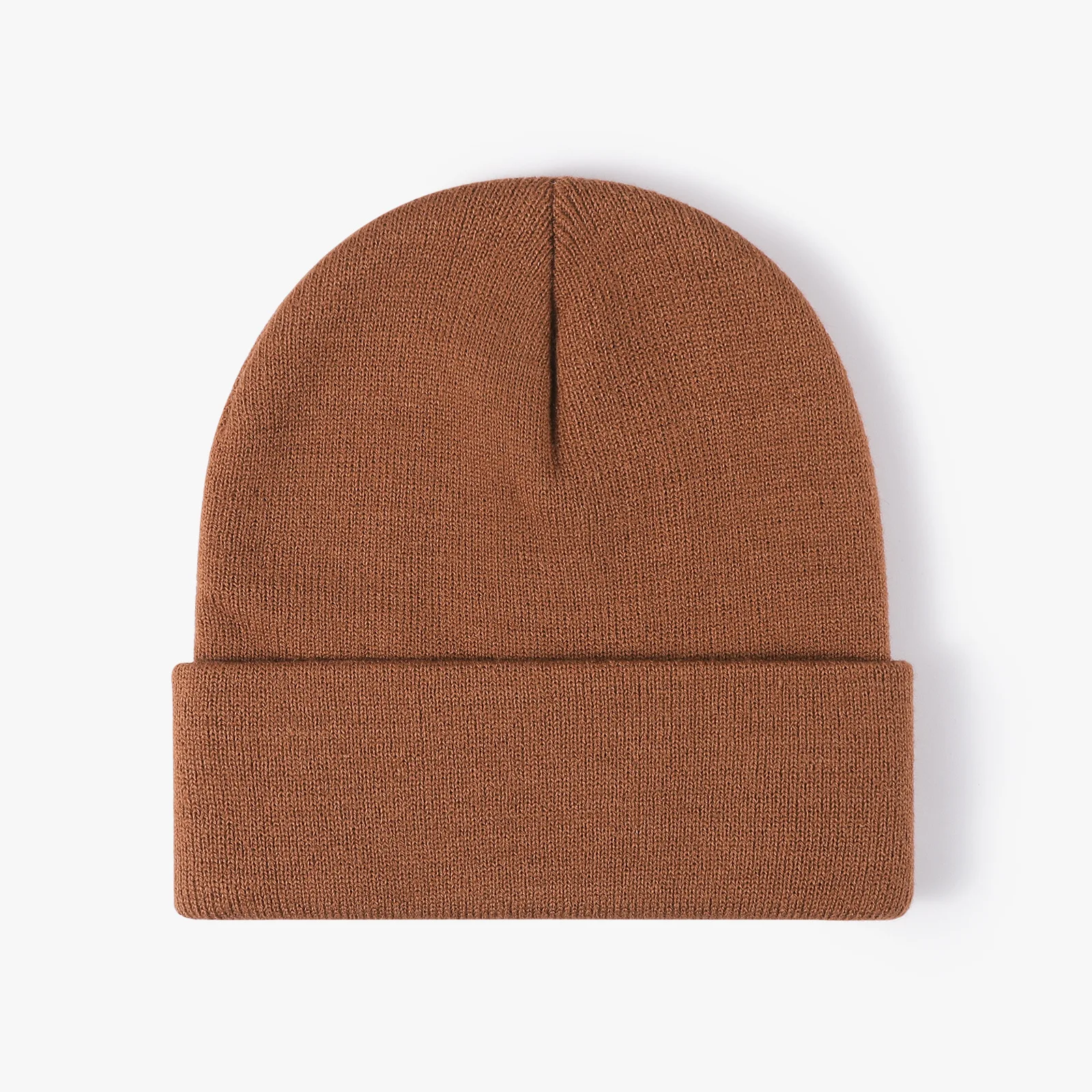 Winter Warm Unisex Solid Color Plain Custom Embroidery Logo Acrylic Blank Cuff Knit Skully Beanie Hats