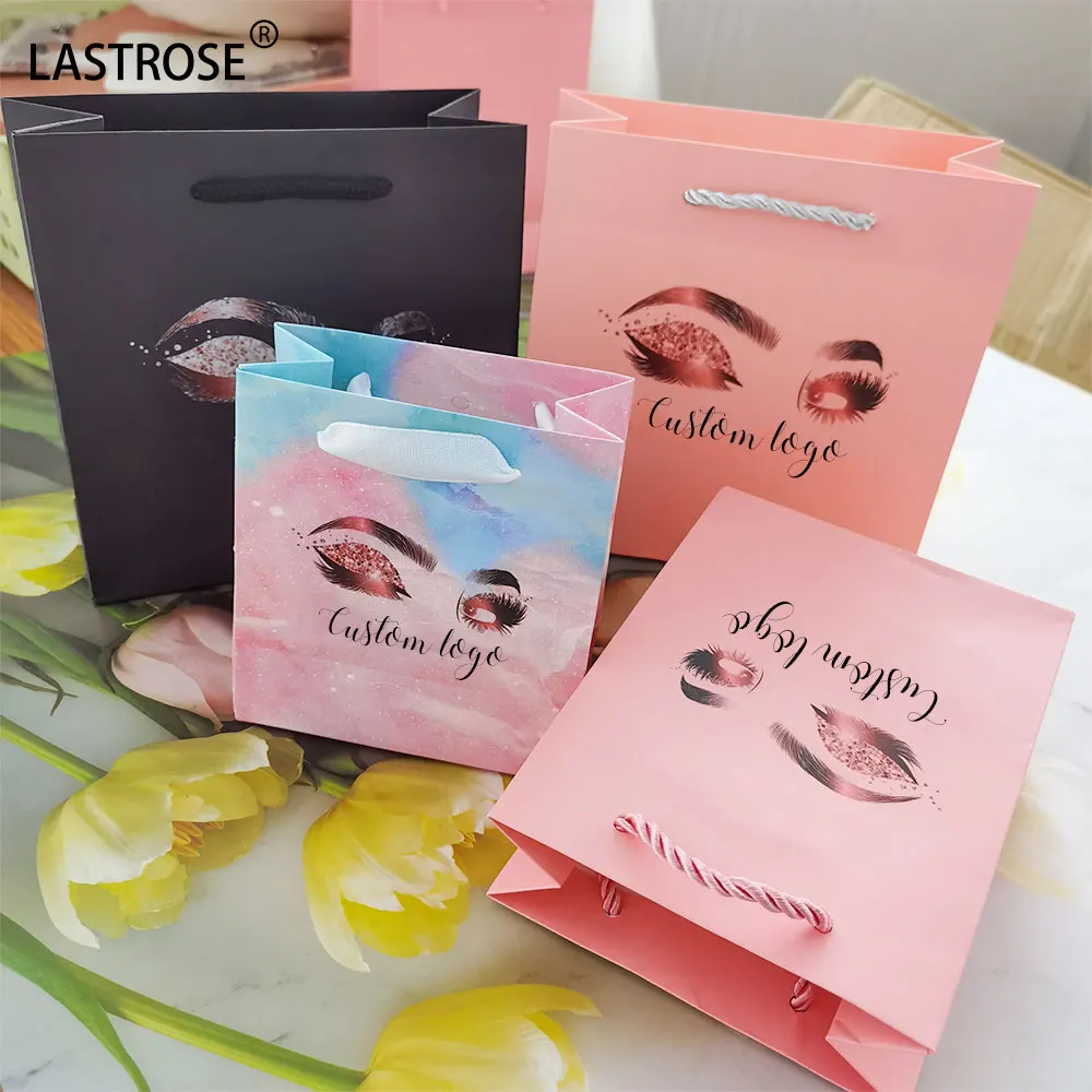 wholesale private logo printed kraft paper handbag for cosmetics private label gift bag packaging empty hand bags