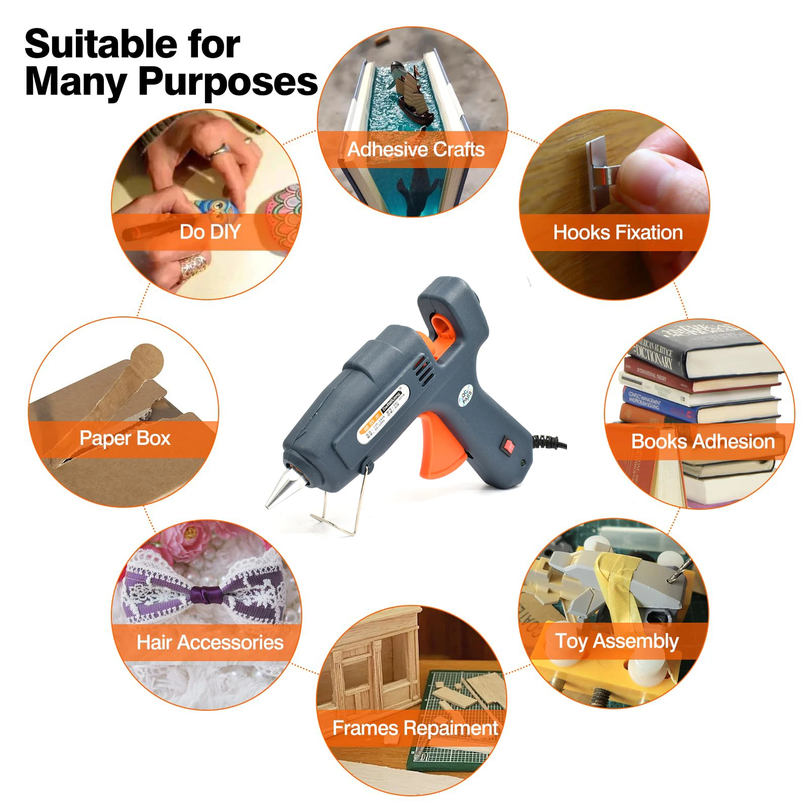 Hot Selling Portable DIY 70W Hot Melt Glue Gun 200mm High Power Glue Gun Tools