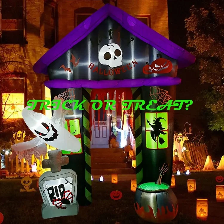 Halloween Decoration 9ft Inflatable Arch Gate with Ghost Bowl Tombstone LED For Halloween Party Haunted House Yard garden