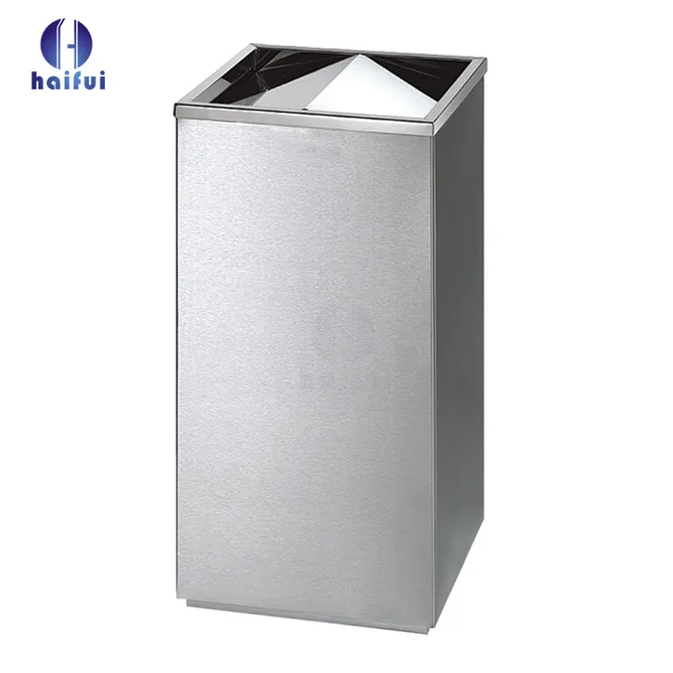 Hotel and restaurant lobby use stainless steel swing lid rubbish bins