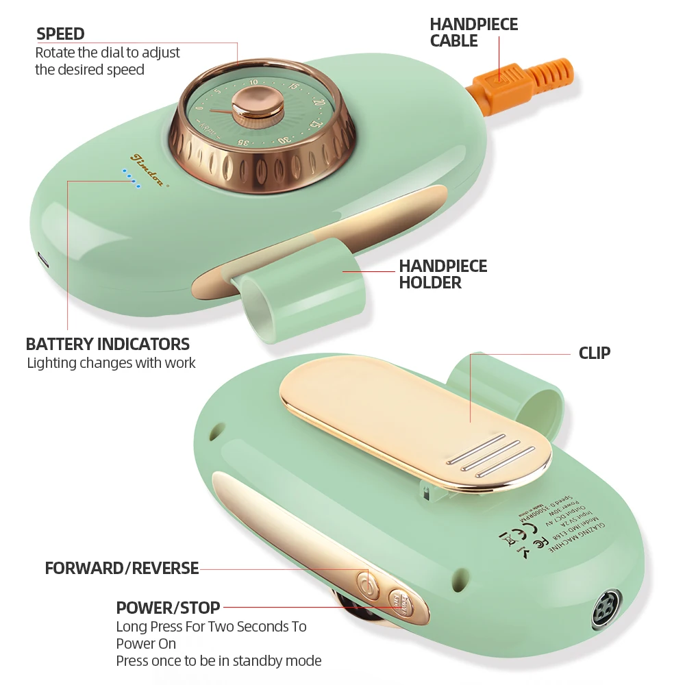 Jimdoa JMD-168 Professional Studio Use Portable Nail Cutter Electric Nail Drill Callus Removal Adjustable Speed Nail Grinder