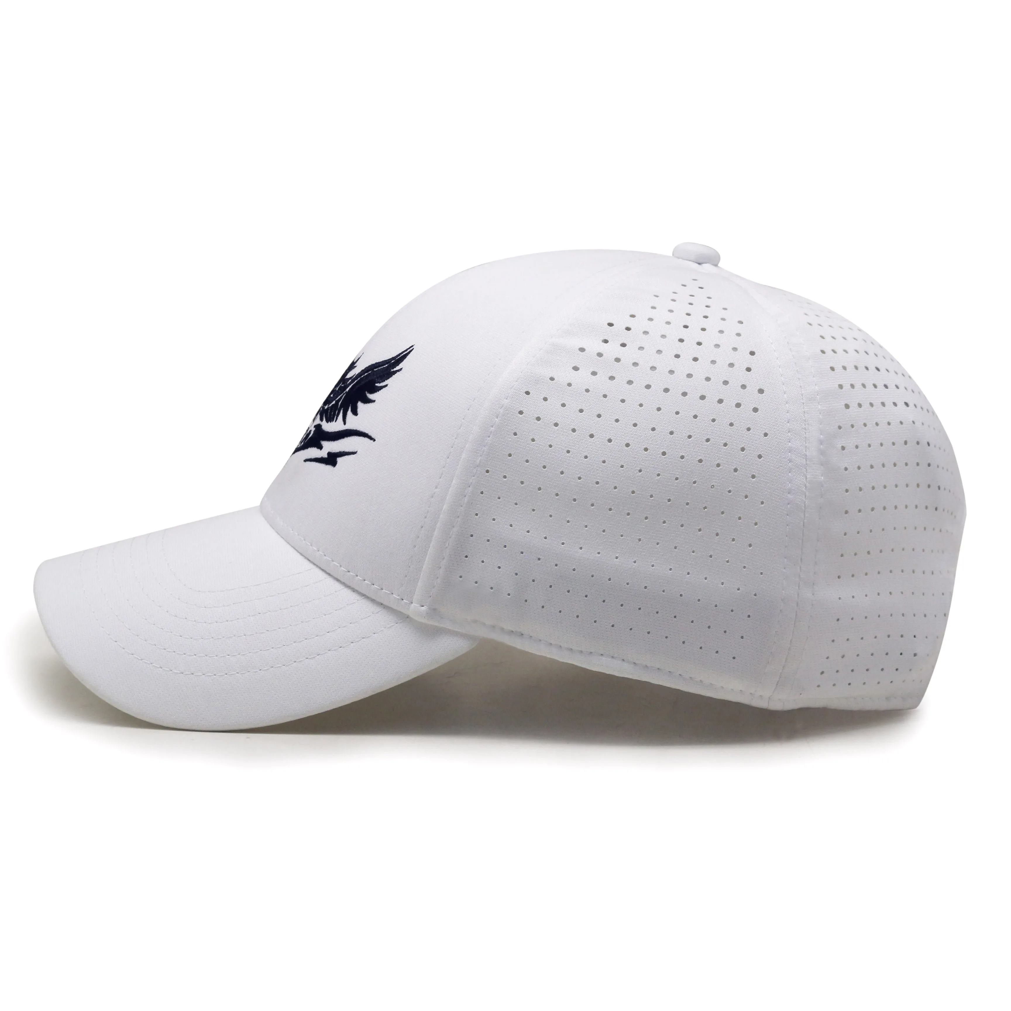 wholesale custom laser hole white golf tennis quick-drying mens stock sport hat ventilated racing baseball cap