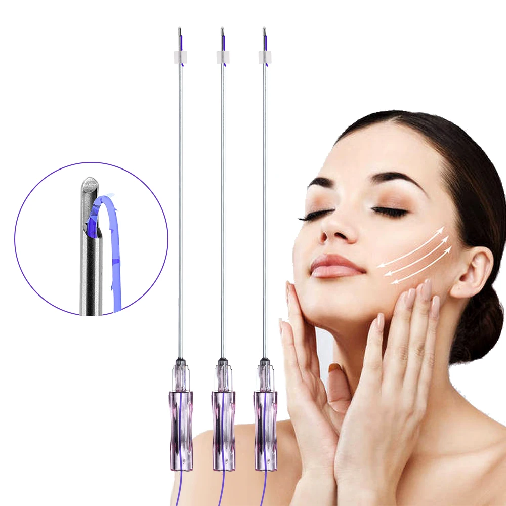 Hilos Tensores 18G 100mm Half-blunt L Barbed 6D Pdo Cog Face Lift Threads