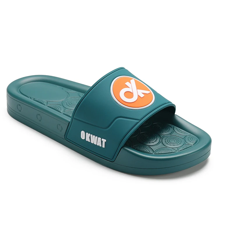 Henghao High Quality Pu 3d Rubber Logo Boy New Models Slippers Thick Sponge Sole Slippers Flite Slipper For Men