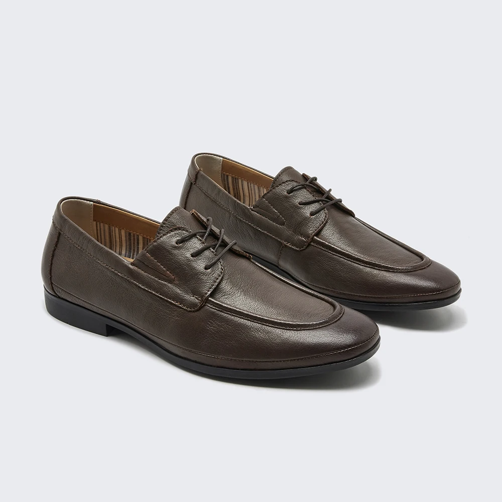 Italian Dark Brown Half Leather Semi Formal Shoes Manufacturers For Men