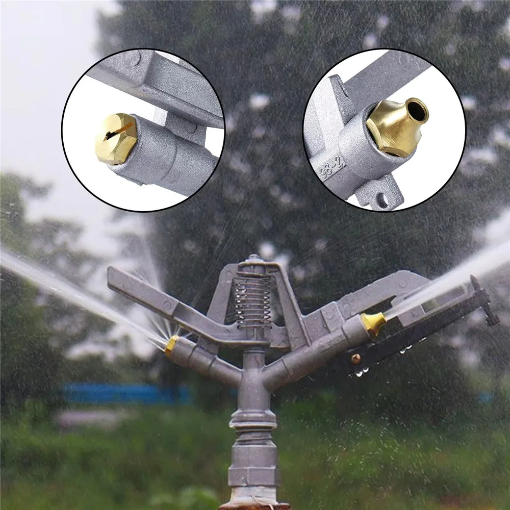 1 Inch Female Double Outlet Rocker Sprinkler Farmland Lawn Watering Agriculture Garden Irrigation Automatic Rotary Sprinkler