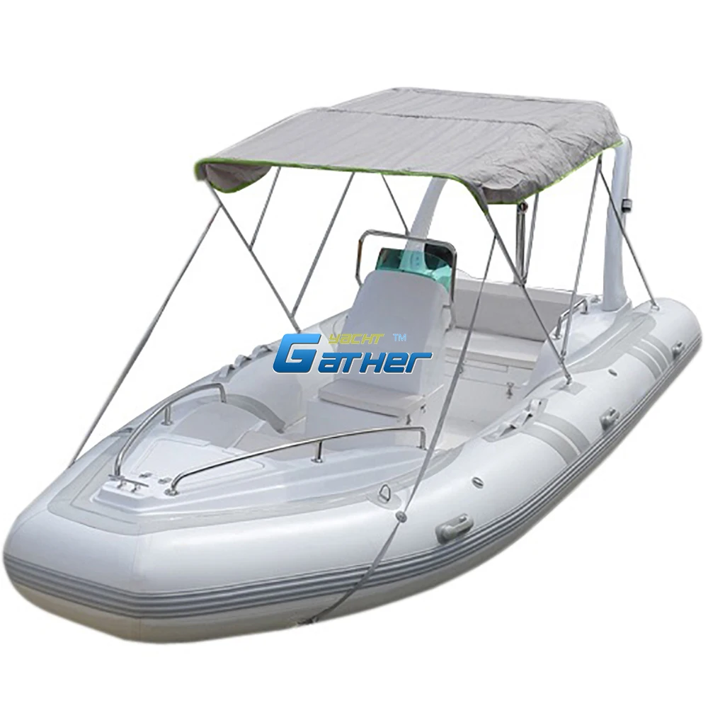 RIB boat luxury 19 FT 5.8 m rib580C fiberglass inflatable hypalon boat rigid rib speed yacht boat for leisure and fishing sports