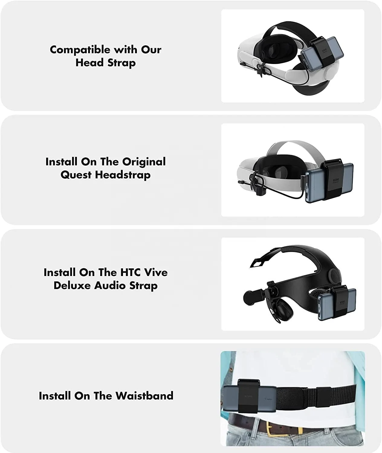 KIWI design adjustable, replacement Elite Strap With 3 in 1 Battery Strap for Oculus Quest 2 VR Accessories