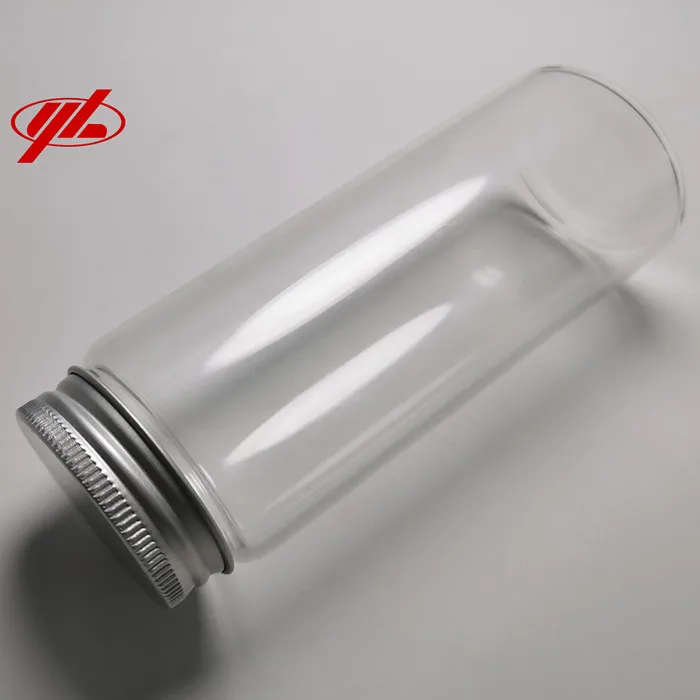 Big Mouth Clear Transparent Borosilicate Glass Bottle Glass Jar Screw Glass Bottle With Plastic Cap Aluminum Cap Cork