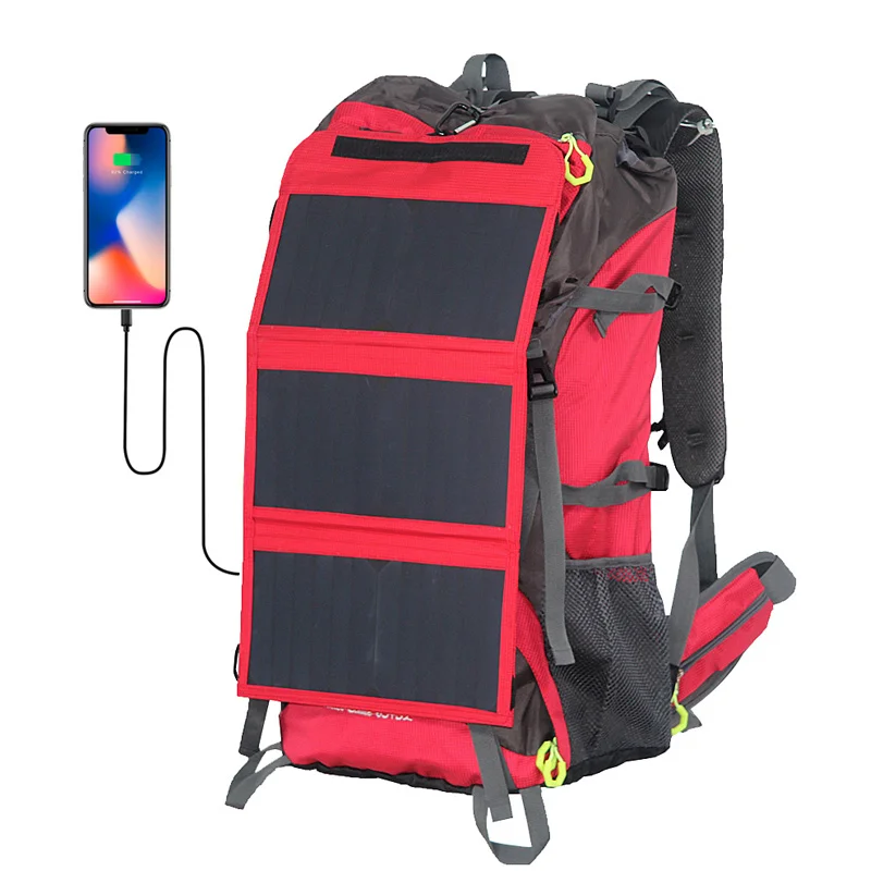 68L 20W/6V Solar Charger Backpack Waterproof With Solar Panel Charger For Hiking Camping Travel